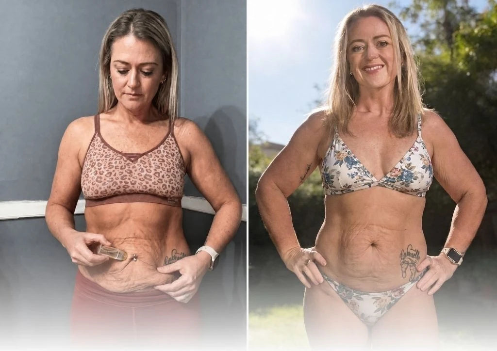 Woman applying Vesper to abdomen